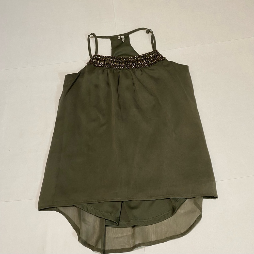 ⭐️Studio Y Green Embellished Asymmetrical Camisole